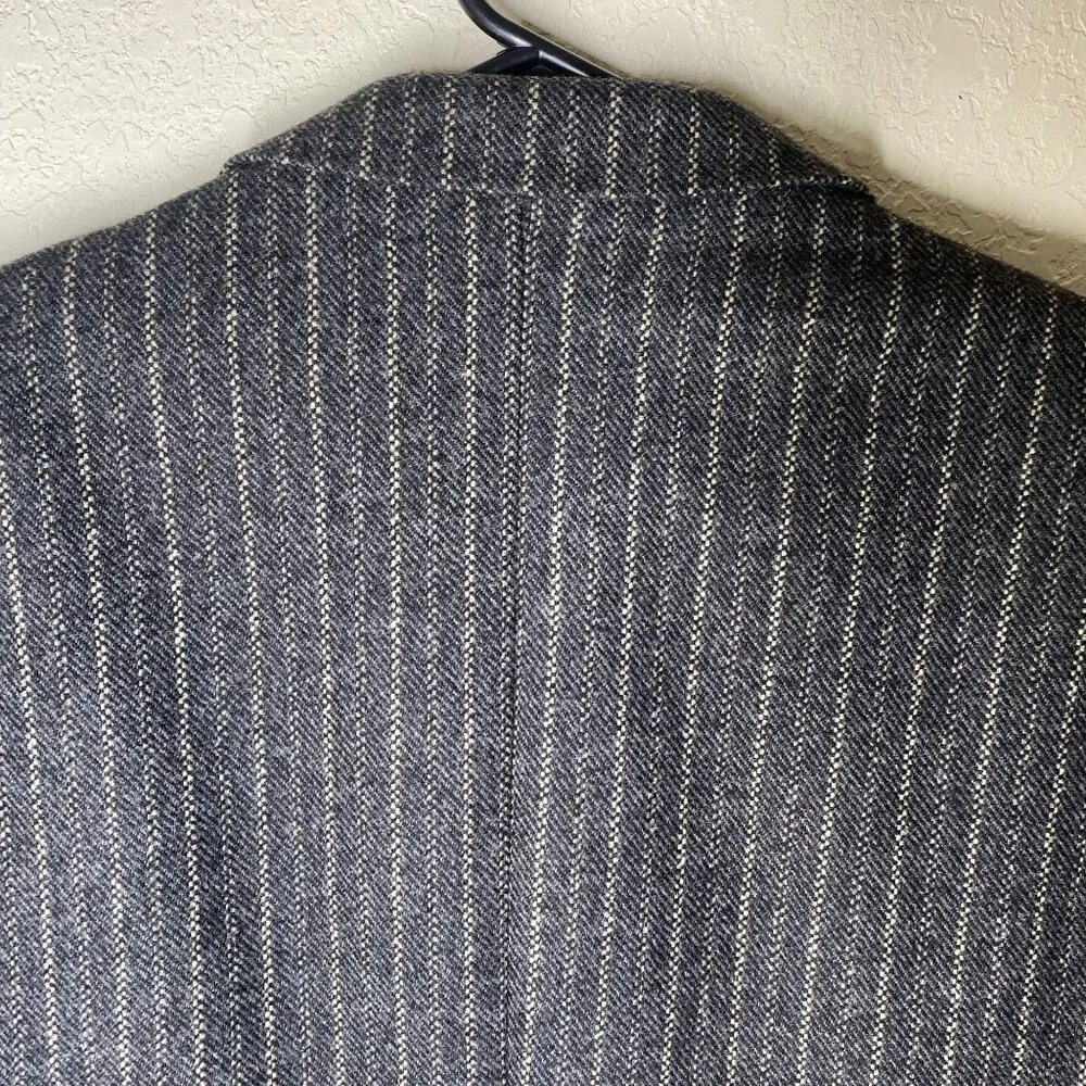 S. Cohen Prestige Cashmere Wool Blend Varsity Blazer Jacket 44 Tall Gray Pinstri
